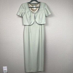 Watters and Watters Mother of the Bride Midi Dress Gown Bolero Pastel Green Sz 4